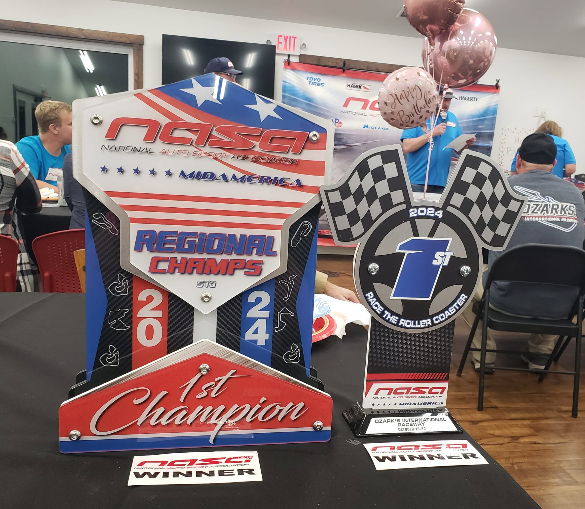 2024 NASA MidAmerica ST3 Regional Champion trophy and Race the Roller Coaster 1st place award